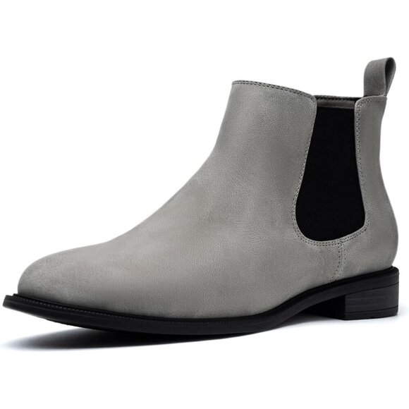 Women's Fall Flat Chelsea Boots Grey Polyurethane Comfortable Short Ankle Boots - Picture 1 of 8